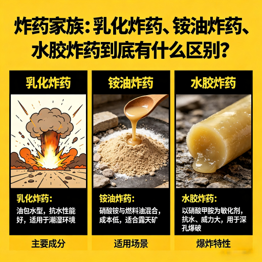 松北炸药家族：乳化炸药、铵油炸药、水胶炸药到底有什么区别？
